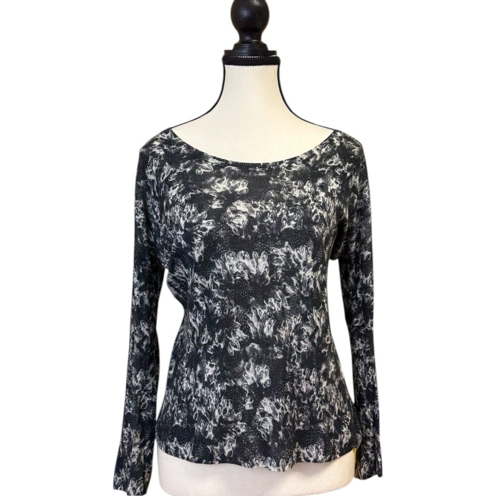 The Kooples Black & White Print Floral Blouse (S)